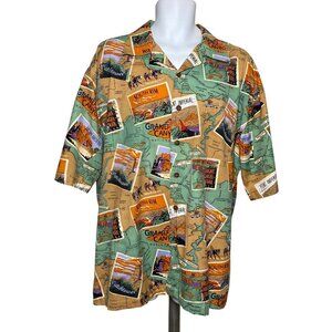 Vintage Grand Canyon Postcard Hawaiian Shirt by Dem Crazy Mens 2XL Button Up